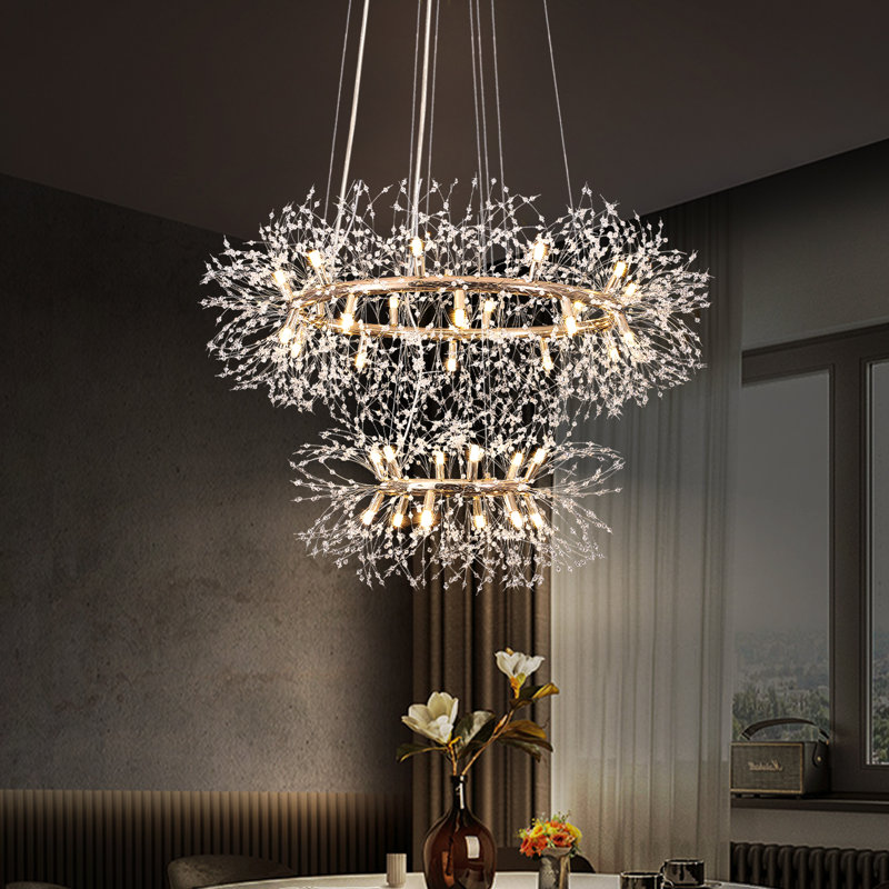 Lustre tambour 32 lumières Geetika, Or