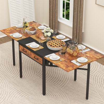 Table de salle à manger à rallonge 78,74 "pour 2 à 8 personnes, table de salle à manger extensible avec 4 tiroirs en tissu