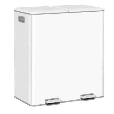 2 x 8 Gallon Stainless Steel Double Trash Can Trash Bin, With Soft-Close Lids