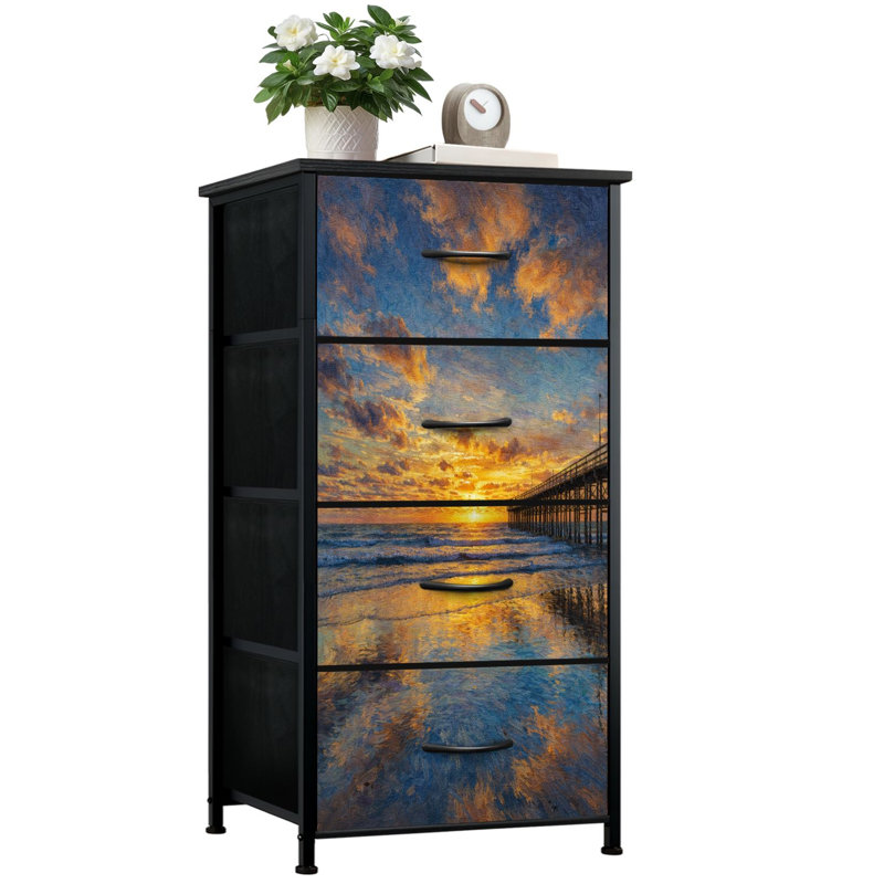 Commode pour chambre à coucher avec 4 tiroirs de rangement San Clemente Pier Summer Sunset Commodes