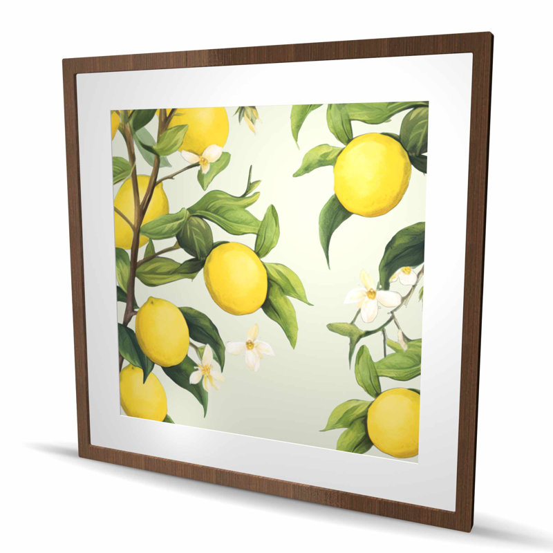 Fleuri citrons - chambre à coucher florale, reproduction encadrée pour la décoration intérieure