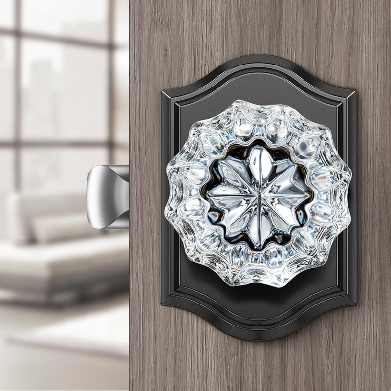 Boutons de porte d'intimité en cristal avec rosette arquée