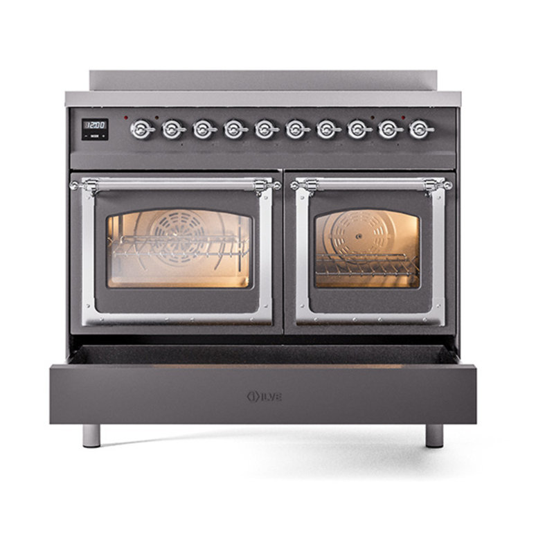 ILVE Nostalgie II Noblesse 40 in Induction Range, Graphite Matte/Chrome