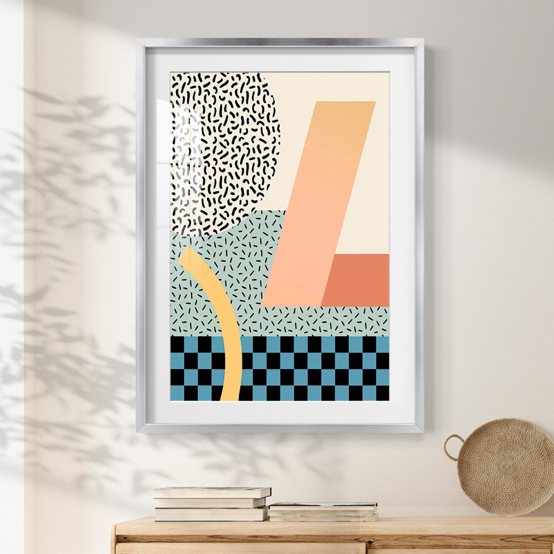 Modern Memphis IV -Framed Print, 25.5" H x 17.5" W, Silver