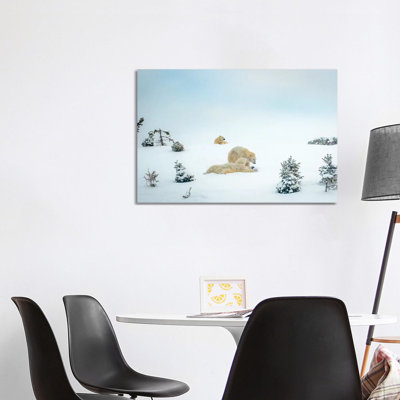 3 Polar Bears Resting And Playing - Wrapped Canvas Print