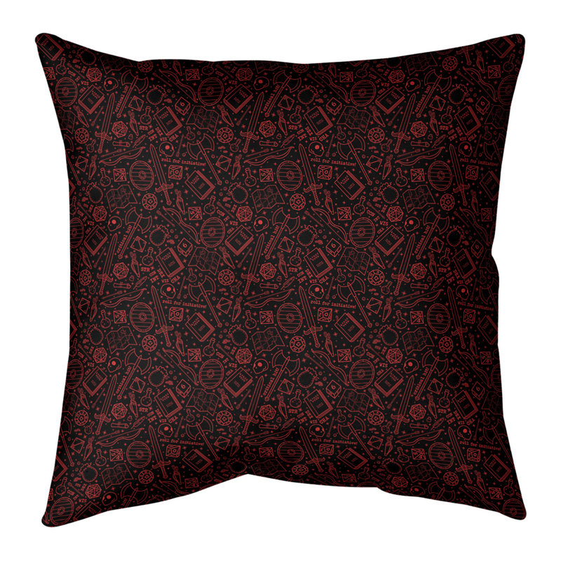 Housse de coussin décoratif carré Katelyn Elizabeth, H 14 po x l 14 po, Bourre en polyester, Noir/rose