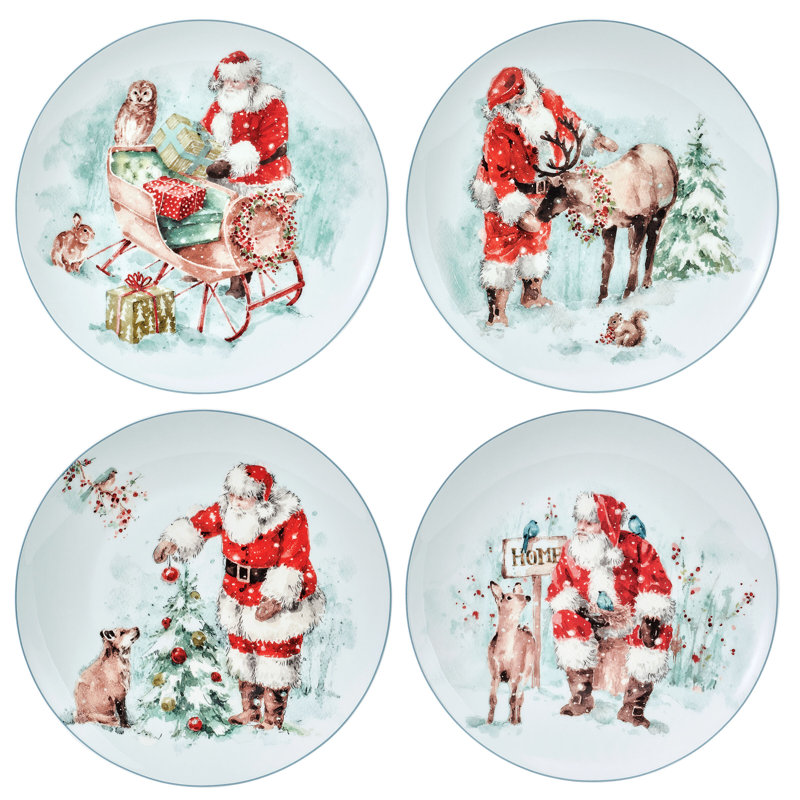 Mikasa Magical Santa Plate Set of 4, 9 Inch