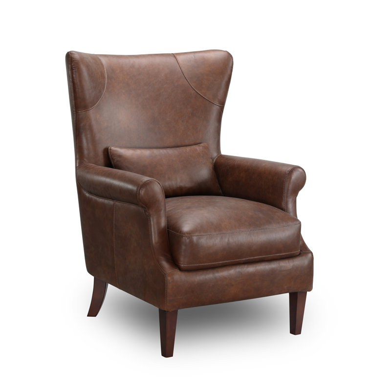 Fauteuil d'appoint à oreilles Emerald, Cuir fleur rétro Vintage