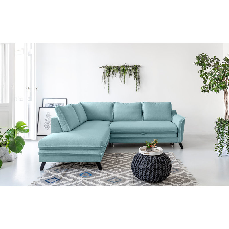Charming Charlie Corner Sofa, Aqua, Left Hand Facing