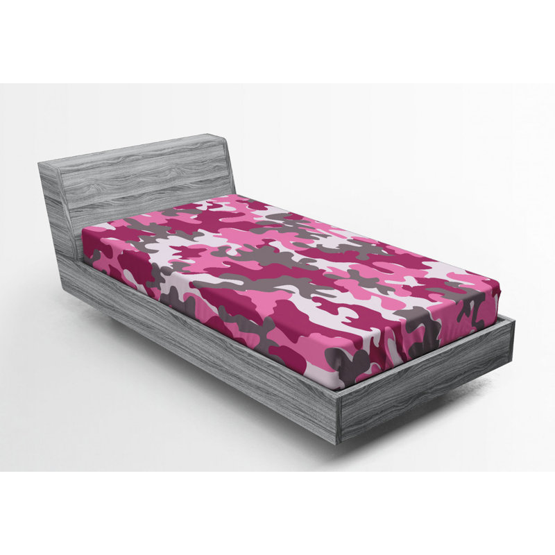 Twin Green Camouflage Microfiber Fitted Sheet