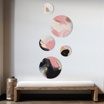 Pink And Gold Inner Worlds Of Marble VI - Abstract Marble Metal Wall Décor