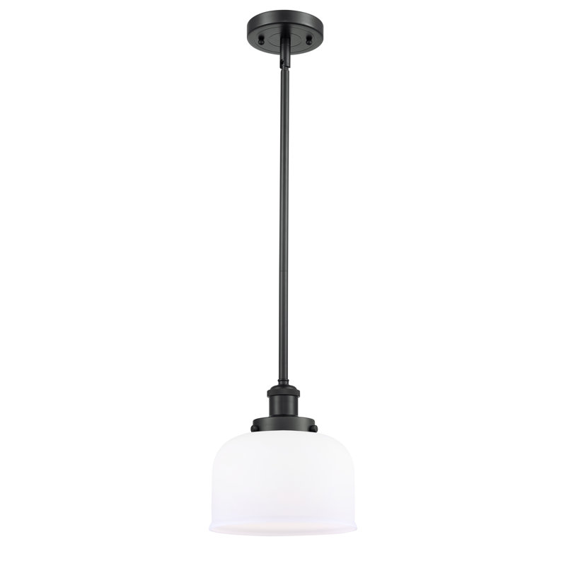 Mini luminaire suspendu en forme de tige 8 po Ballston Urban Bell, DEL, Blanc mat, Noir mat