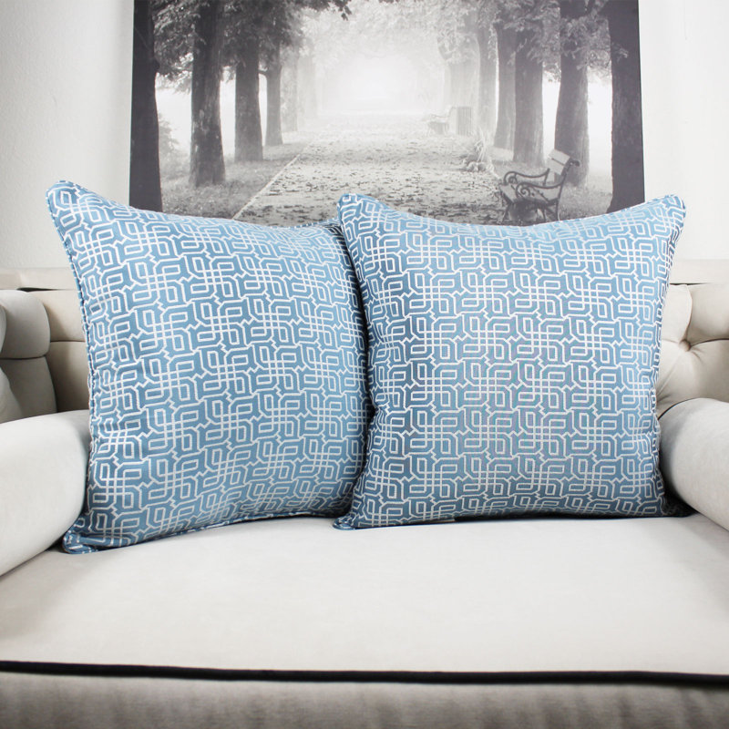 Geometric Reversible Throw Pillow, Turquoise