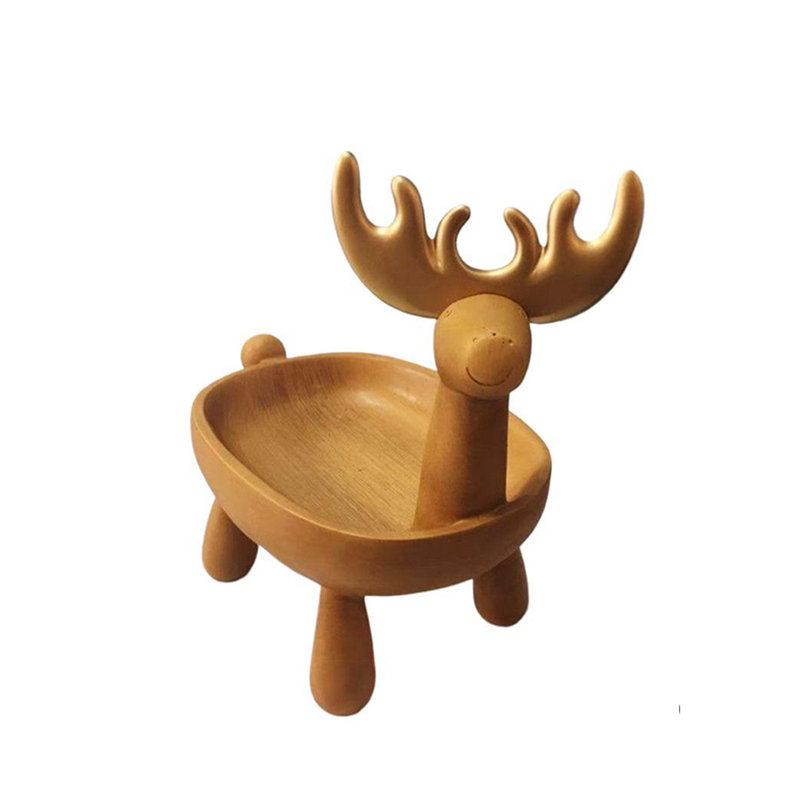 Support de rangement pour clé à cerf à l'entrée, bol de rangement à l'entrée, support de bureau, boîte de rangement, support à bijoux de décoration créative dans le salon, support à bijoux