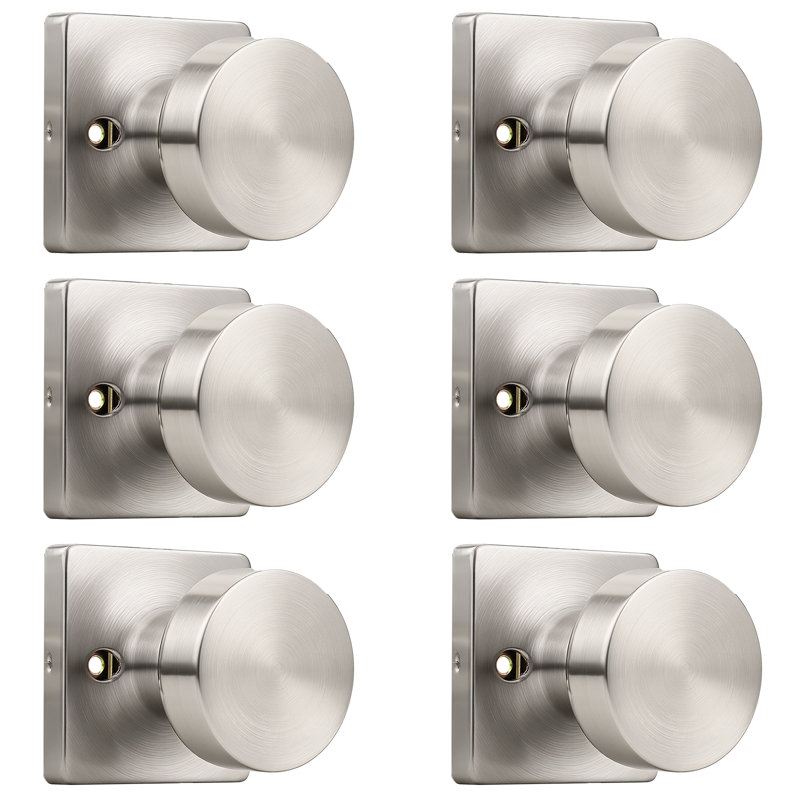 Poignée de porte à panneau carré Probrico, Faux bouton simple, Nickel brossé