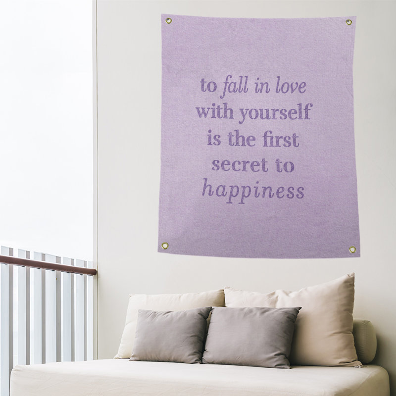 Tapisserie en polyester à la main vous aimera, H 80 po x l 59 po, Mauve
