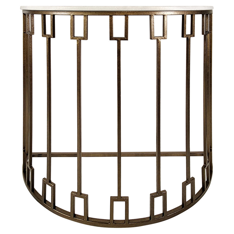 Console Table, Carrera Marble, Bronzed Brass