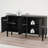 59" Storage Sideboard Cabinet, Mid-Century Modern Buffet with Adjustable Shelves and Solid Wood Legs for Dining Room or Living Room ，Black-1917009629