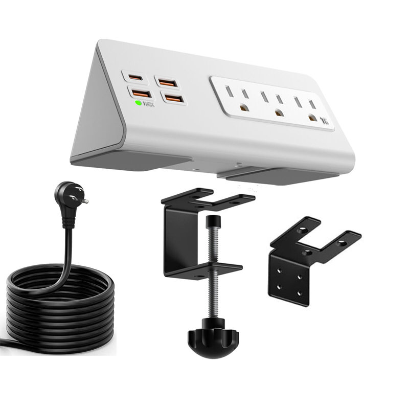 Station de charge avec 3 ports CA et 4 ports USB blanc