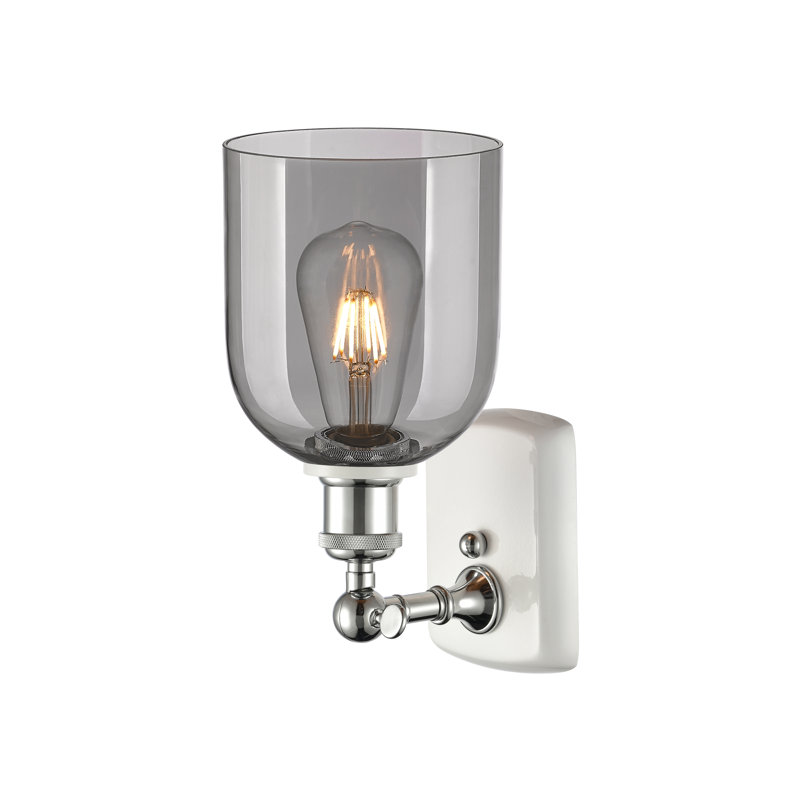 Anacaren Steel Armed Sconce, Light Smoke, White Polished Chrome