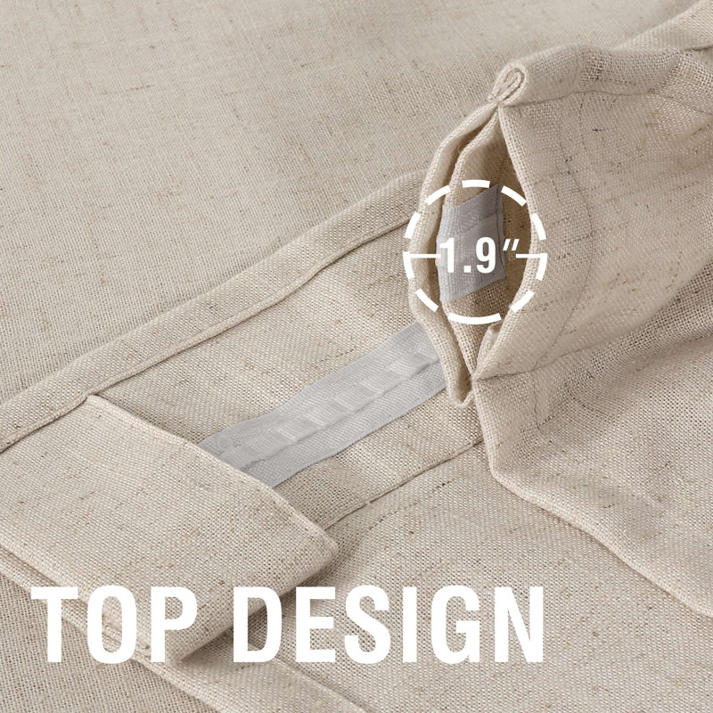Linen Curtain for Bedroom/Living Room Back Tab Loop Pocket Linen Fabric Curtain Drapes Soft Rich Material Privacy Drape Panels for Farmhouse, 2 Panels