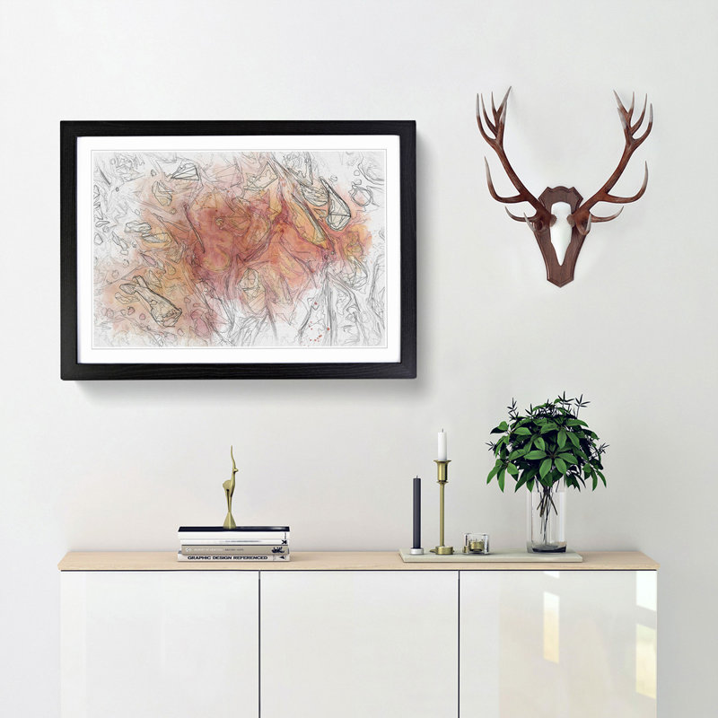 Whisper to Me in Abstract - Picture Frame Graphic Art Print, Black, 35cm H x 50cm W x 2cm D