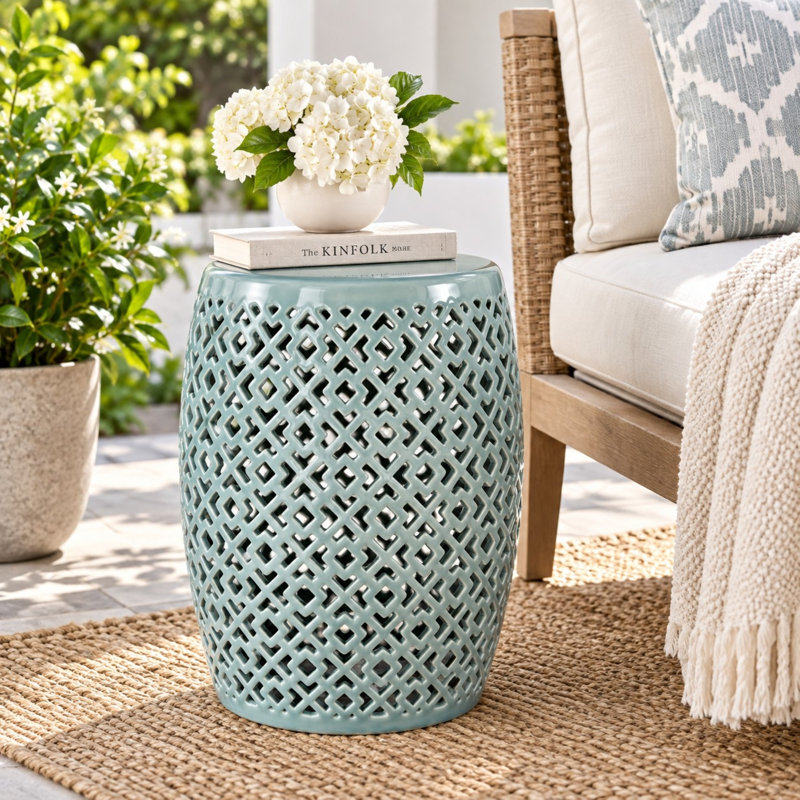 Lorin Garden Stool, Teal