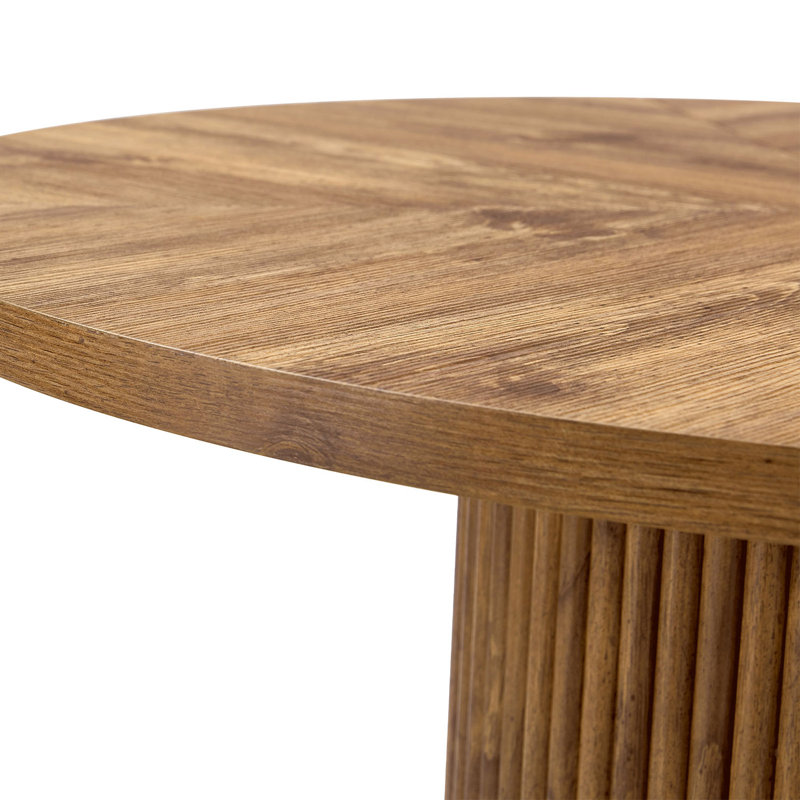 42" Modern Round Dining Table With Pedestal Base, Natural