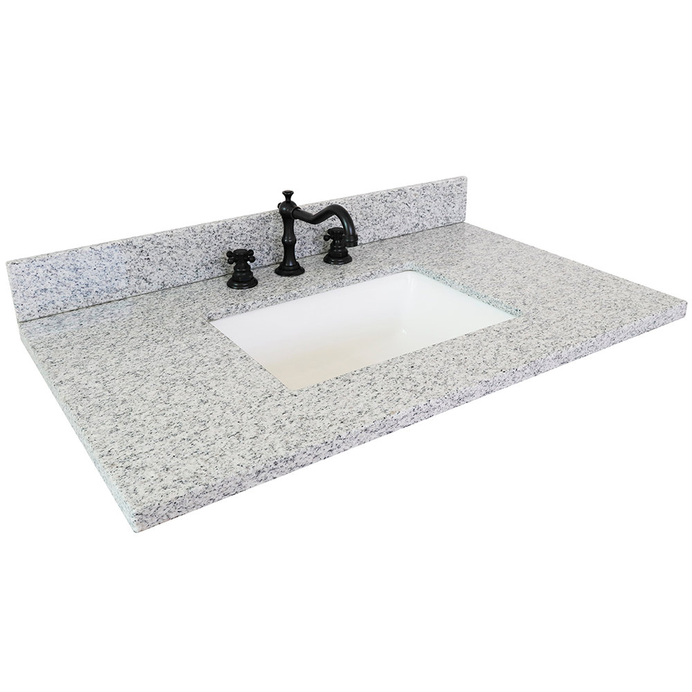 Tangular 37'' Granite Single Bathroom Vanity Top with Sink Bellaterra Home Top