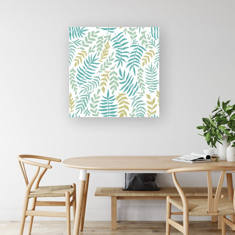 Multicolour Leafs And Branches - Wrapped Canvas Print, 16cm H x 16cm W x 3.8cm D