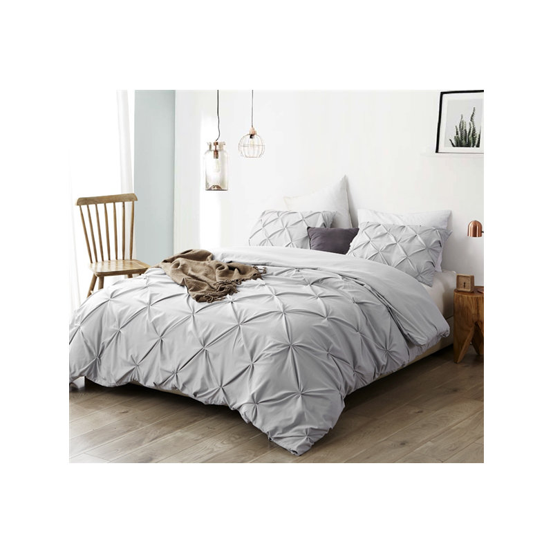 Soft Pin Tuck Duvet Cover Set, Queen Duvet Cover + 2 Shams