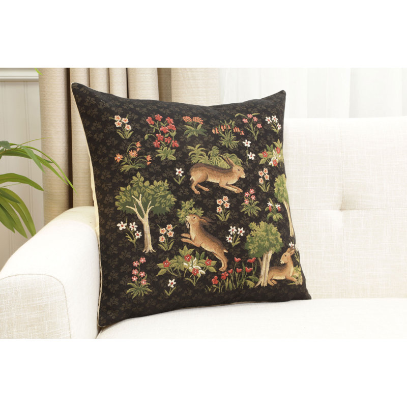 Medieval Rabbit with Flowers Running , Brown/Green/Red Rabbit 1