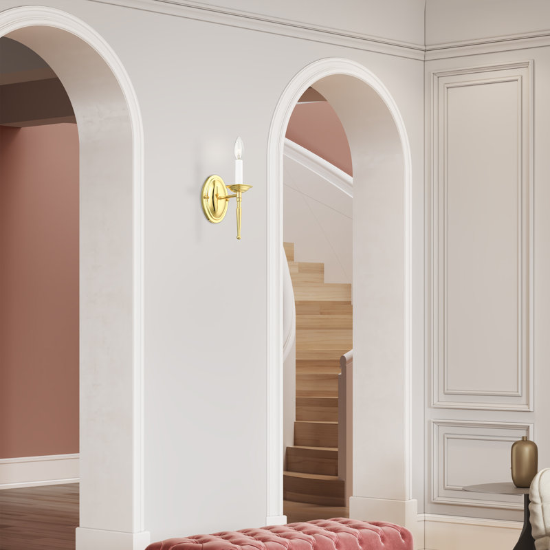 Benedetto Candle Wall Light, Polished Brass