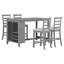 Ensemble de salle à manger 5 pièces multifonctionnel en bois d'hévéa à hauteur de comptoir avec chaises rembourrées et compartiment à vin intégré à 9 bars, porte-verres à vin-846303485