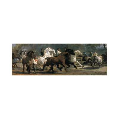 Study For The Horsemarket, 1852-54 by Rosa Bonheur - Wrapped Canvas Panoramic Gallery-Wrapped Canvas Giclée
