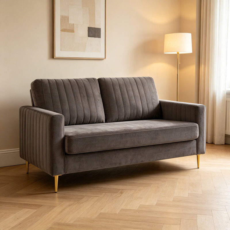 Manistee 2 Seater Velvet Sofa, Mink Grey