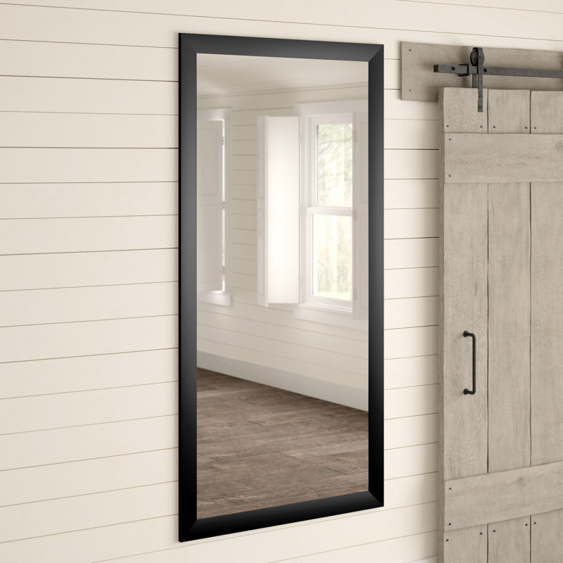 Flat Mirror, 77.5" H x 38.5" W x 0.75" D, Matte Black