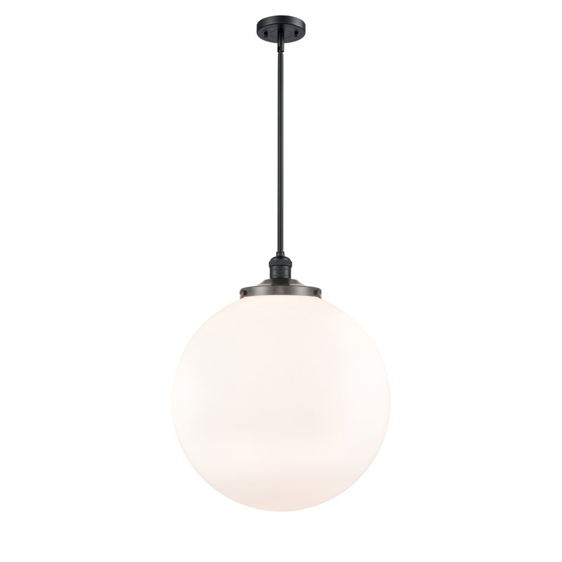 Luminaire suspendu simple à 1 lumière Frederick, Noir mat, Blanc mat