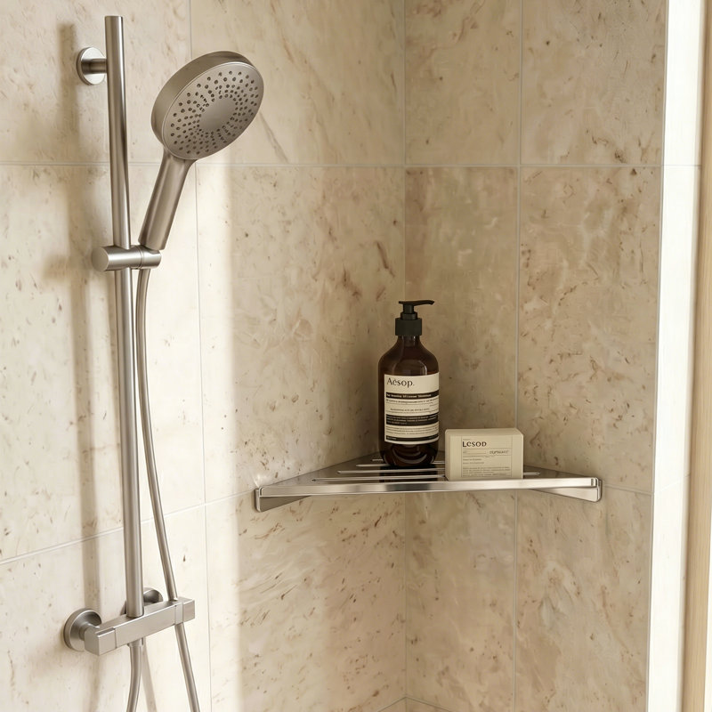 Tablette de douche Melvonia, Chrome poli