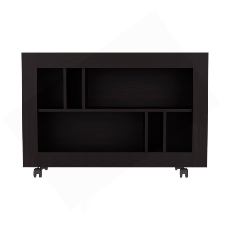 Console Table Cart, 5 Shelves, 4 Casters, Black