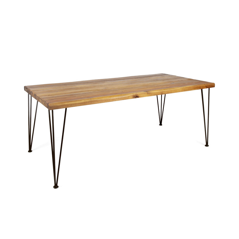 Industrial Wood And Metal Rectangular Dining Table