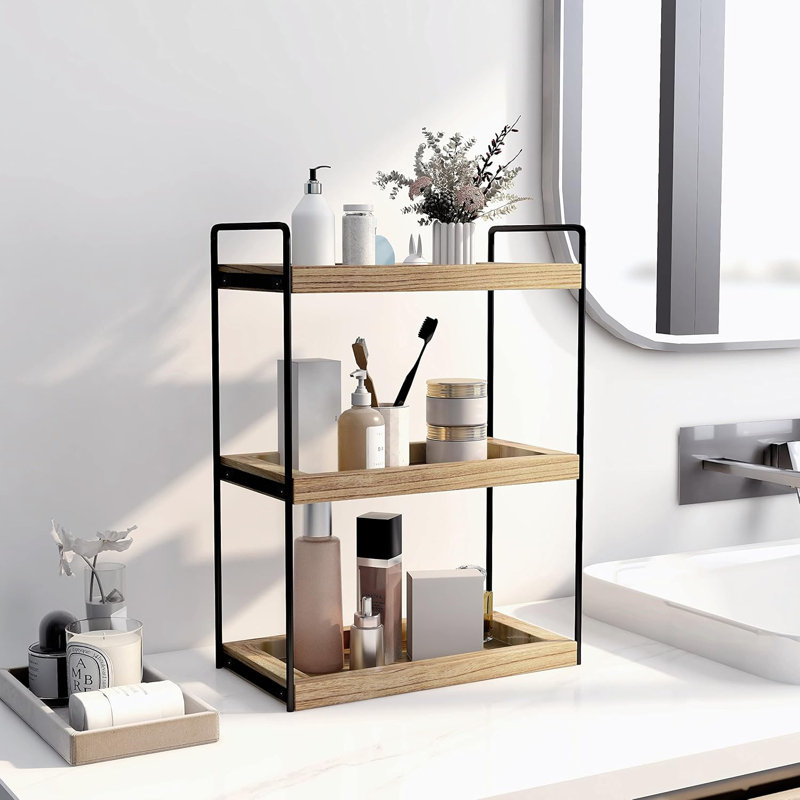 3 Tier Bathroom Counter Organizer,Countertop Bathroom Storage Shelf,Counter Tray And Vanity Organizer