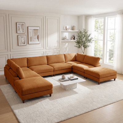 Canapé modulaire en velours côtelé 8 pièces de 176 po de largeur