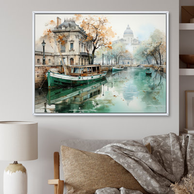 Paris Canal Saintmartin Reflections I - Cityscapes Canvas Wall Art