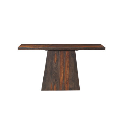 Solid Sheesham Wood Console Table with Angular Pedestal Base
