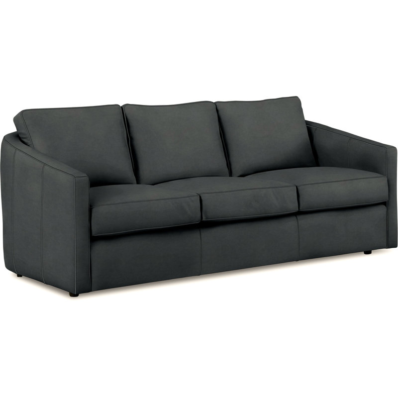  Canapé en cuir véritable de 84 po Miladie, Gris
