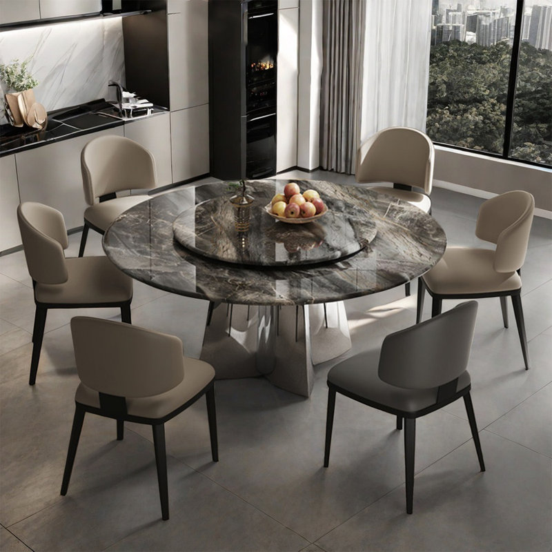 Ensemble de table de salle à manger simple et moderne en faux marbre, H 29,52 po x L 47,24 po x l 47,24 po