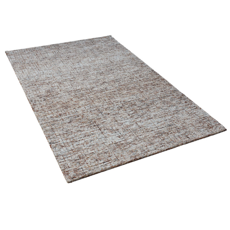 Beige | Brown 100% Wool Handmade Solid Plain Rectangle Hand Tufted Indoor Area Rug, Rectangle 5' x 8'