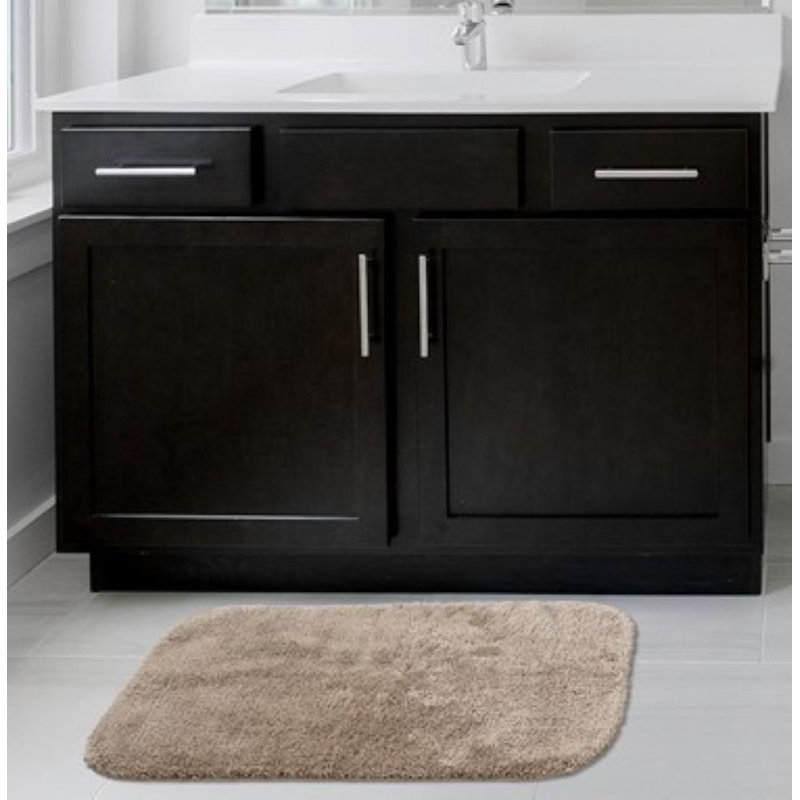 Billy-Dean Nylon Bath Rug with Non-Slip Backing, Taupe, 24" W x 40" L