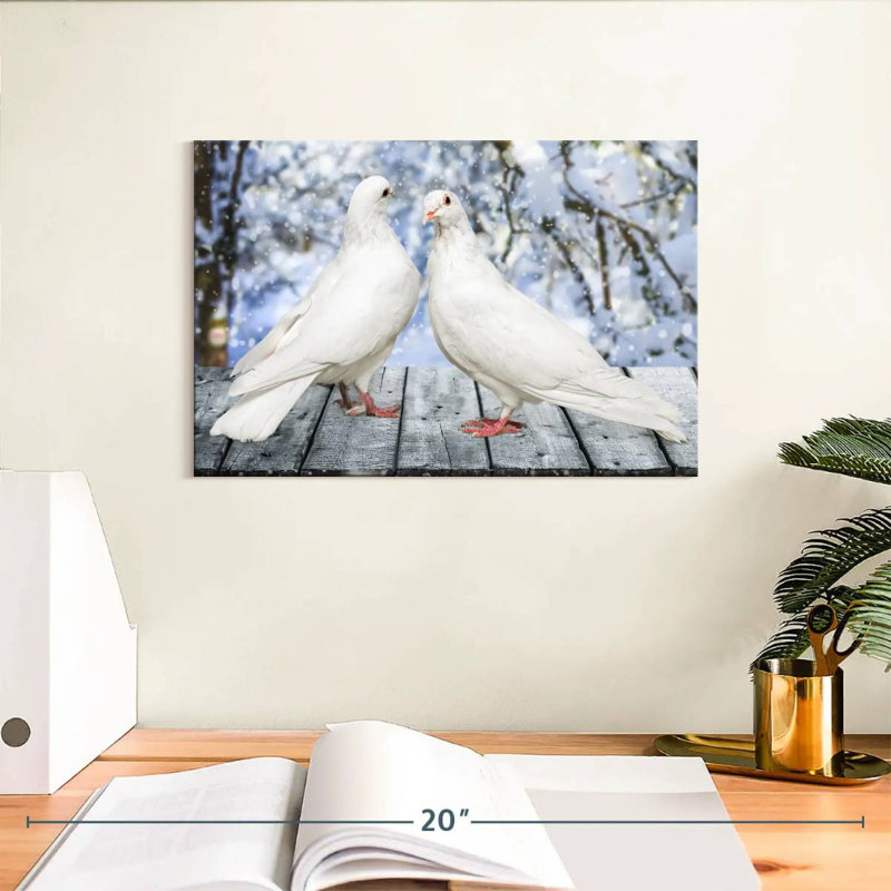Brampt White Winter Doves, 8" H x 12" W